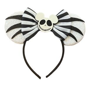 Halloween Sequined Bow Minnie Disney Skull Headband